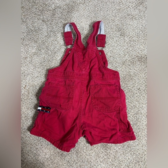 Vintage Tommy Hilfiger Red Denim Overalls Baby 12-18 Months 1999 - Picture 9 of 9